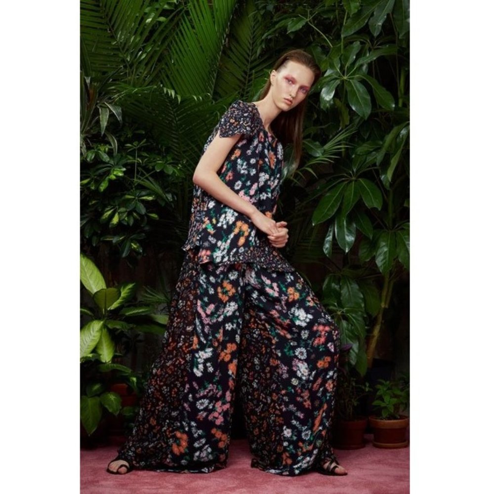 Women’s Wide Leg Floral Jumpsuit – Black Multicolor